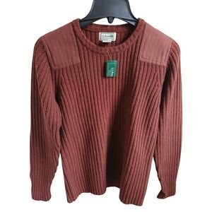 NWT L.L.Bean Commando Crewneck Sweater Mens S Reg Currant  100% Wool